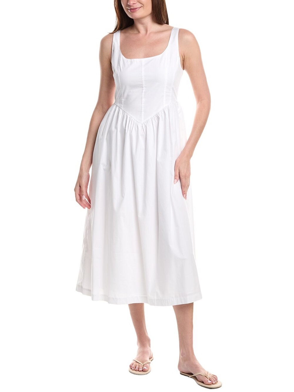 Ellen Tracy White Midi Dress with pockets